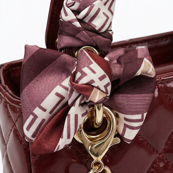 Belaire – Quilted Handbag with Silk Scarf Handles