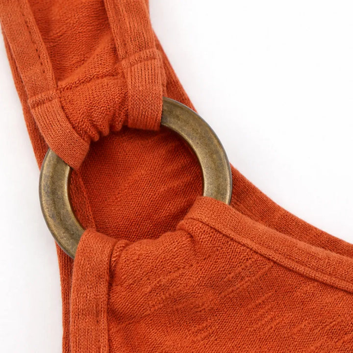 Solenza – Ribbed V-Neck Ring Strap Maxi Dress