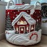 Crimson Christmas Cabin Laundry Basket