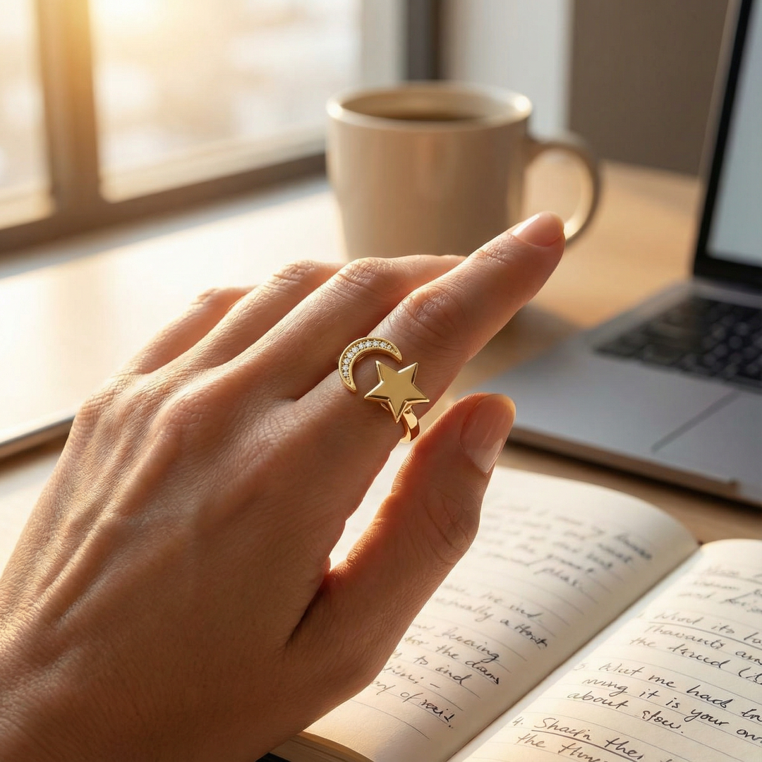 Lunessa - Moon and Star Calming Ring