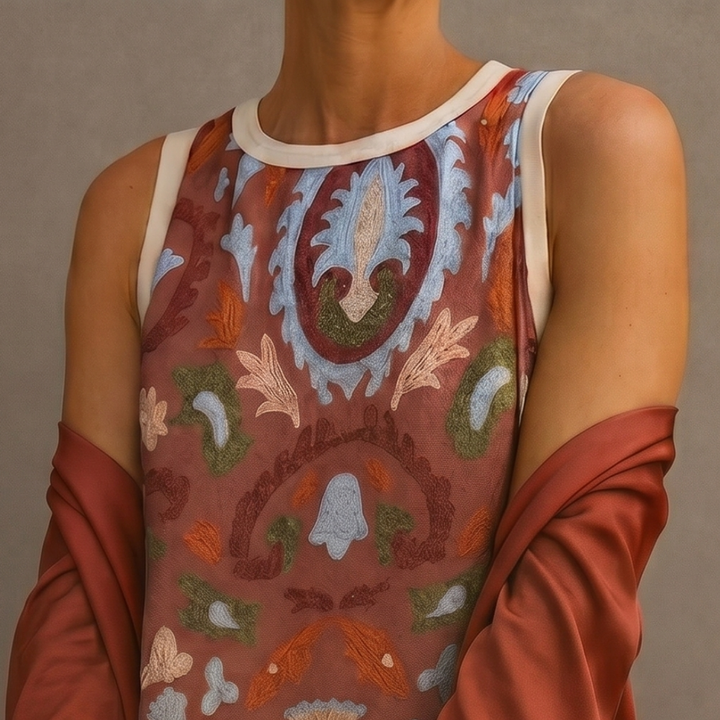 Victoria - Printed Maxi Dress with Matching Layer
