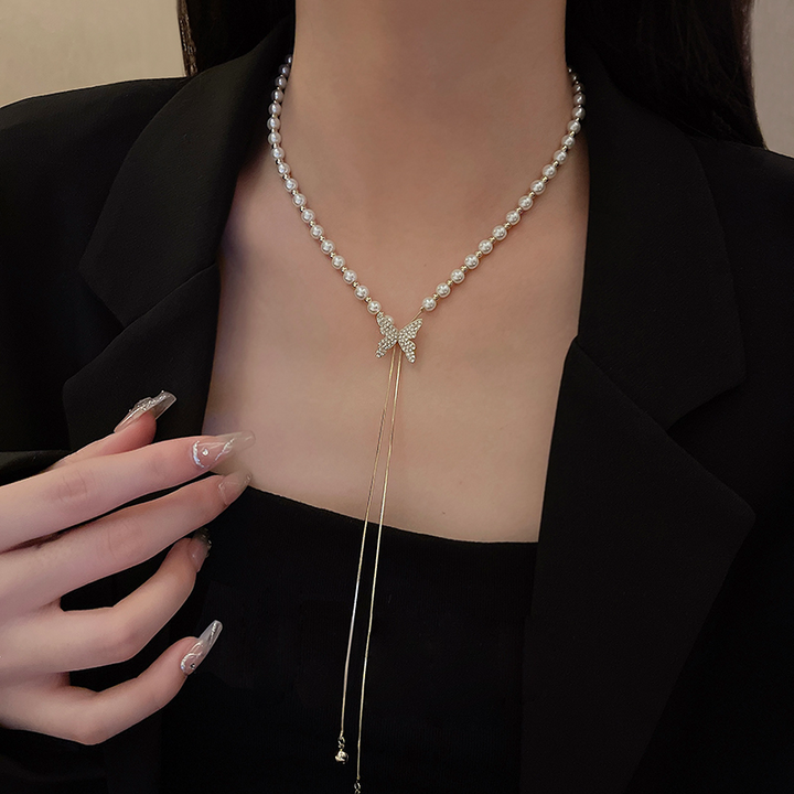 Pearlora - Pearl Butterfly Adjustable Necklace