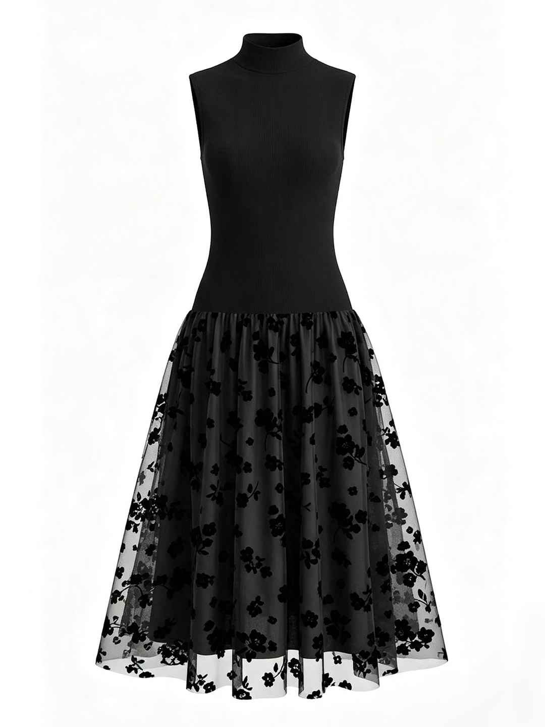 Addie | Flocked Knit High-Neck Maxi Dress