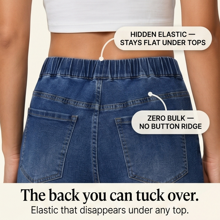 Lounette™ Elastic-Waist Cropped Denim Jeans for All-Day Comfort