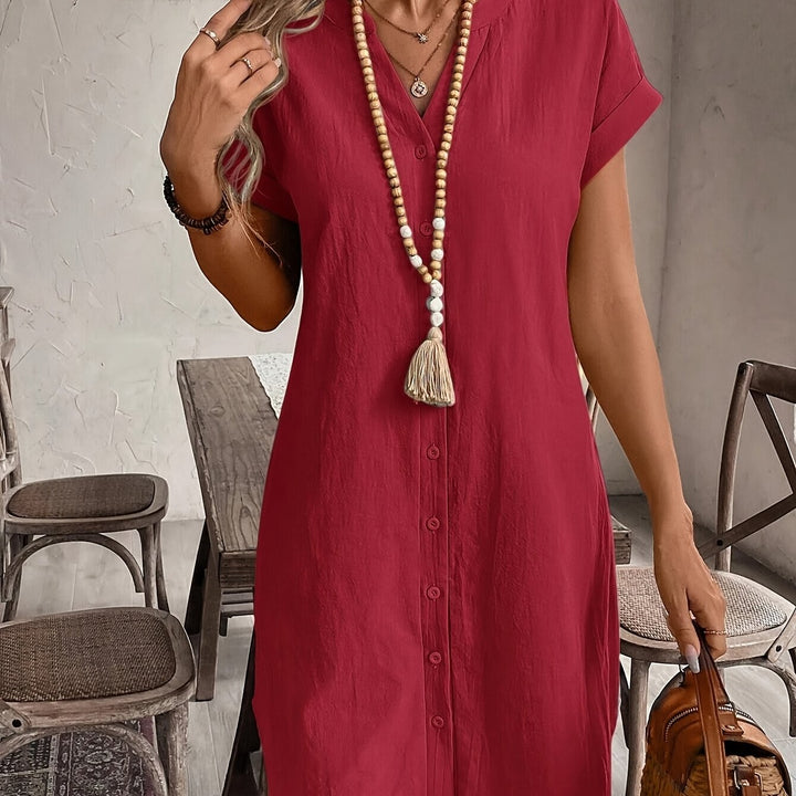 Elodie - Button-Front Midi Dress