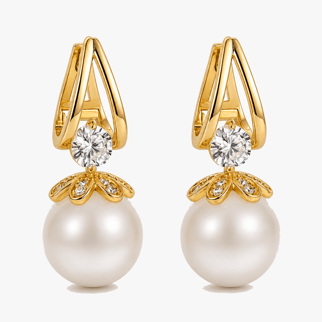 Florenza – Sparkling Pearl Drop Earrings