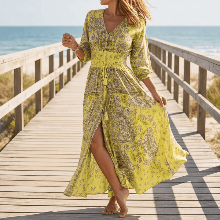Floressa – Flowy Floral V Neck Maxi Dress