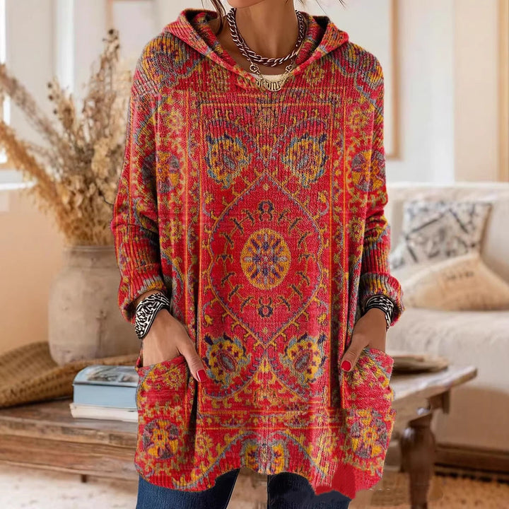 Alice - Retro Ethnic Print Hooded Tunic