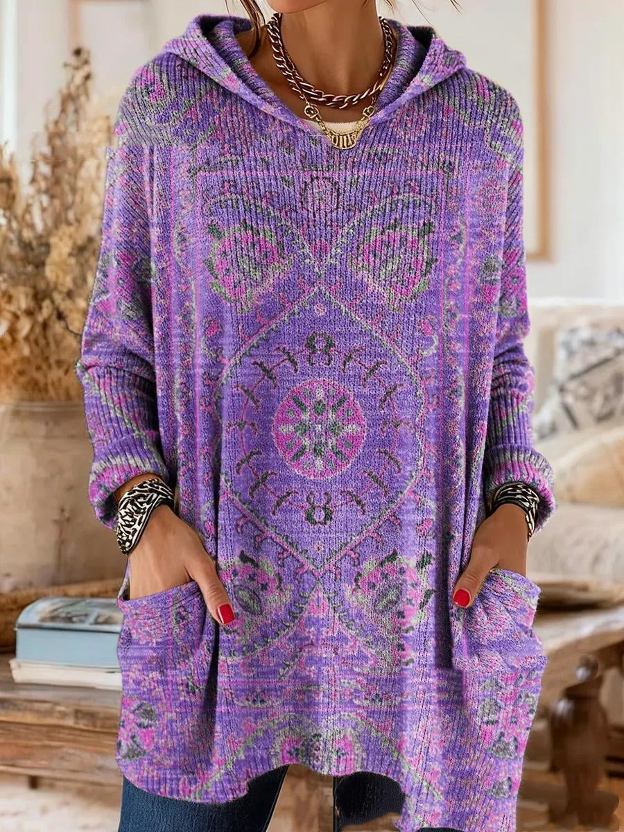 Alice - Retro Ethnic Print Hooded Tunic