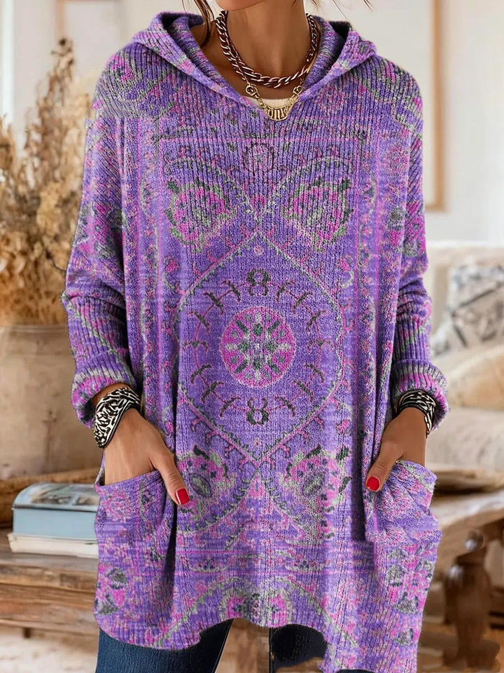 Alice - Retro Ethnic Print Hooded Tunic