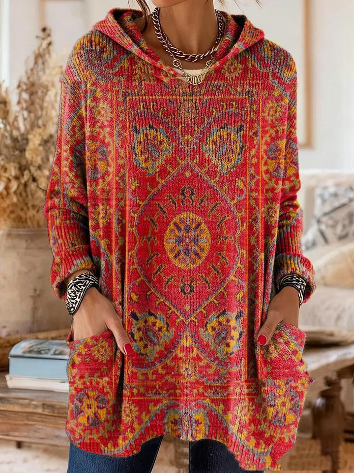 Alice - Retro Ethnic Print Hooded Tunic
