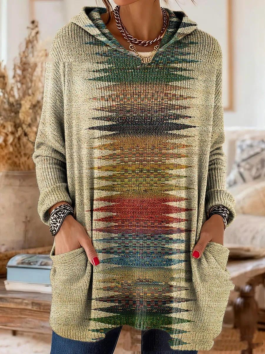 Alice - Retro Ethnic Print Hooded Tunic