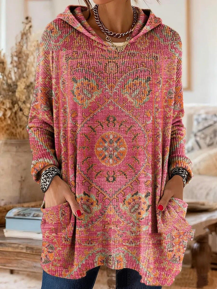 Alice - Retro Ethnic Print Hooded Tunic