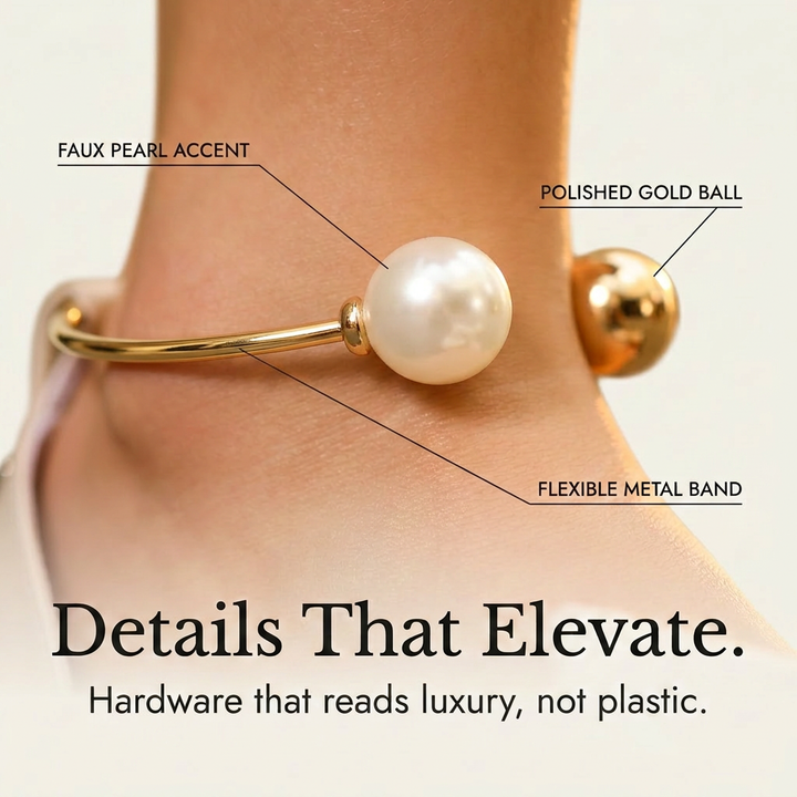 Lunabow – Bow Flat Sandals with Pearl Ankle Cuff