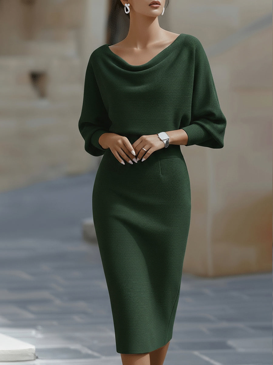 Lydia | Draped Batwing-Sleeve Dress for Women