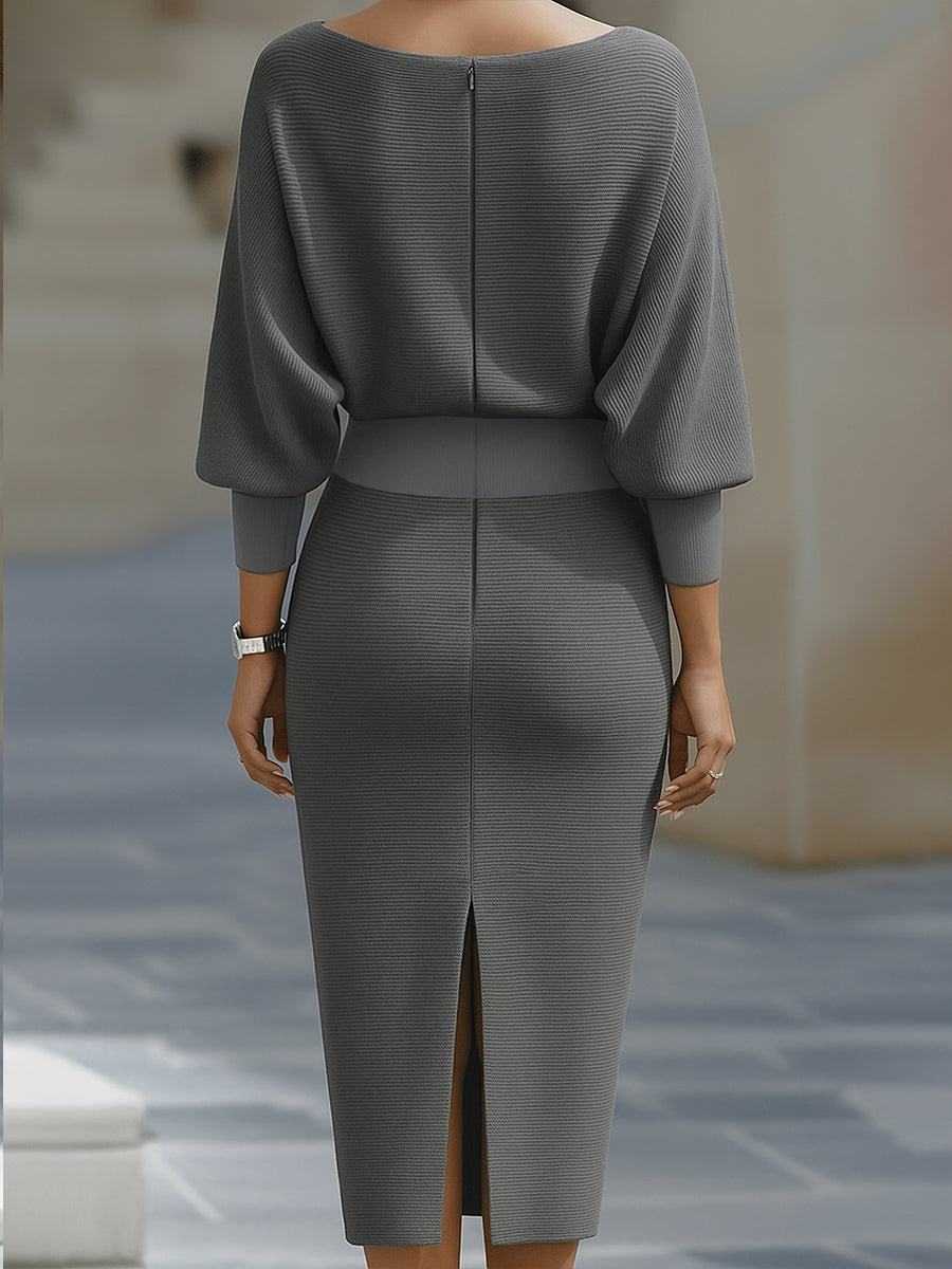 Lydia | Draped Batwing-Sleeve Dress for Women