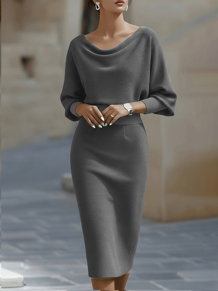 Lydia | Draped Batwing-Sleeve Dress for Women
