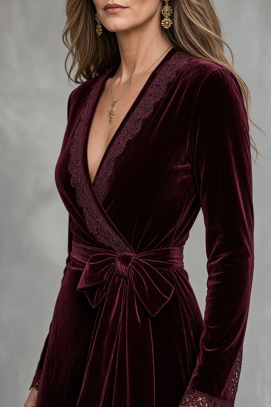 Riley | Velvet Lace Wrap Dress