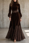 Rowena | Velvet & Lace Long-Sleeve Maxi Dress