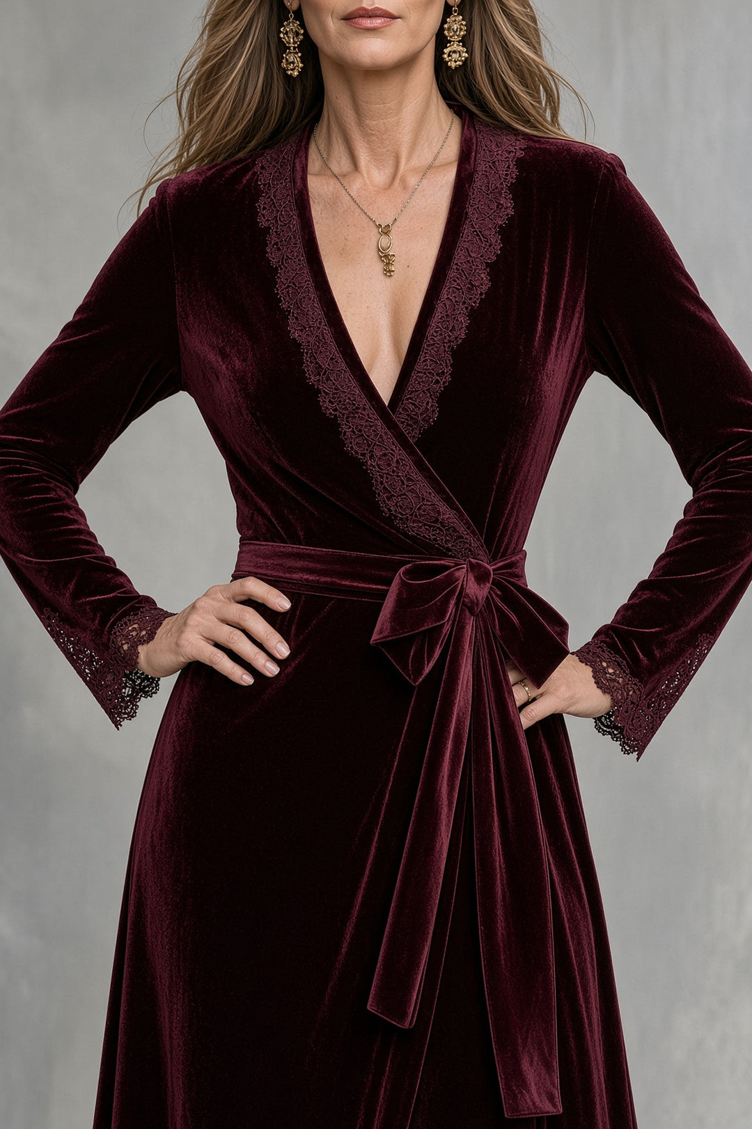 Riley | Velvet Lace Wrap Dress