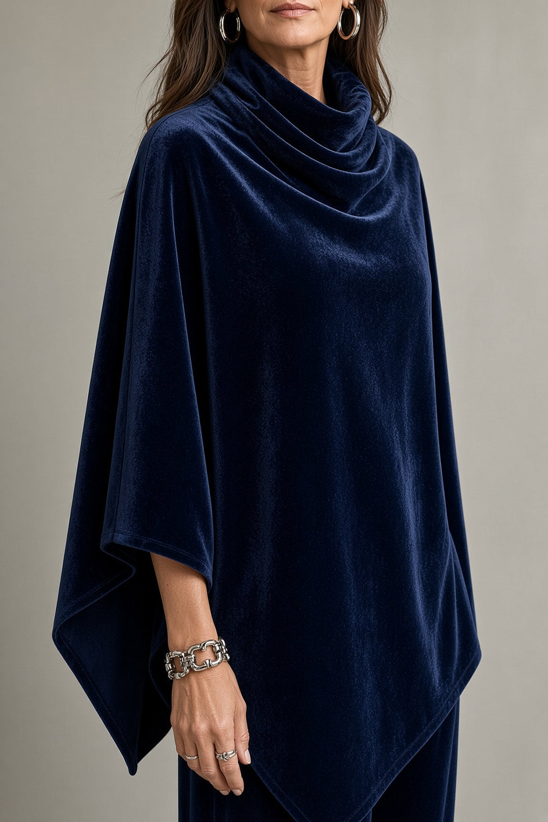 Romilly | Velvet Cowl-Neck Poncho &amp; Wide-Leg Pant Set