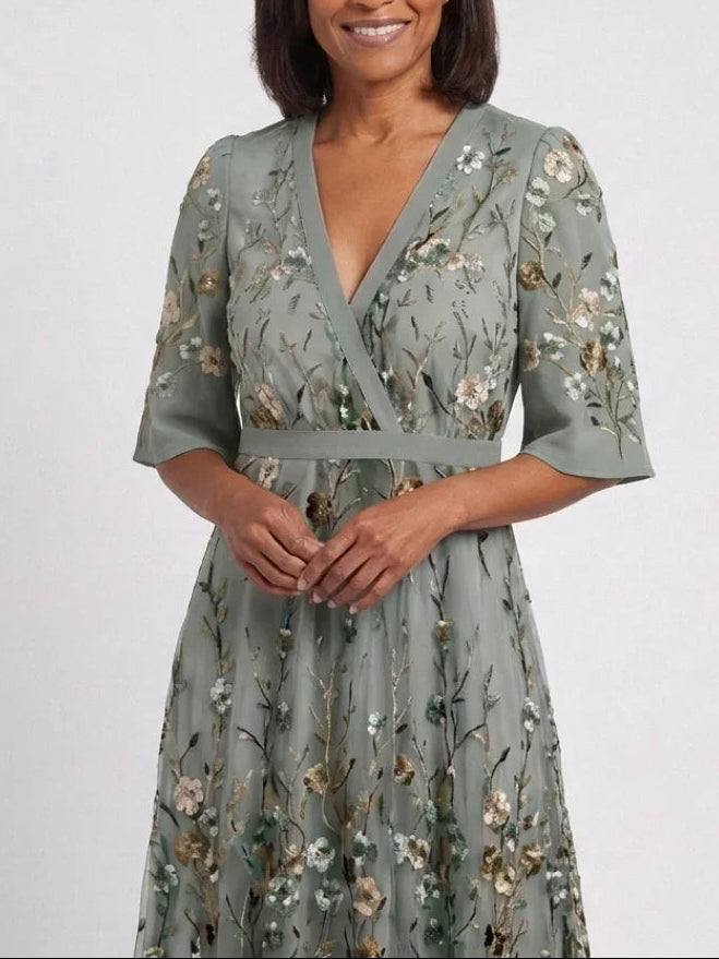 Evadne | Floral Short-Sleeve Maxi Dress