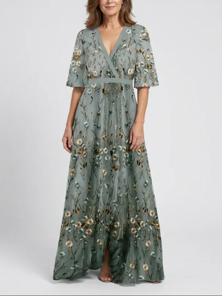 Evadne | Floral Short-Sleeve Maxi Dress