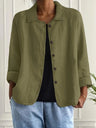 Linda | Olive Relaxed Open Shirt with Point Collar