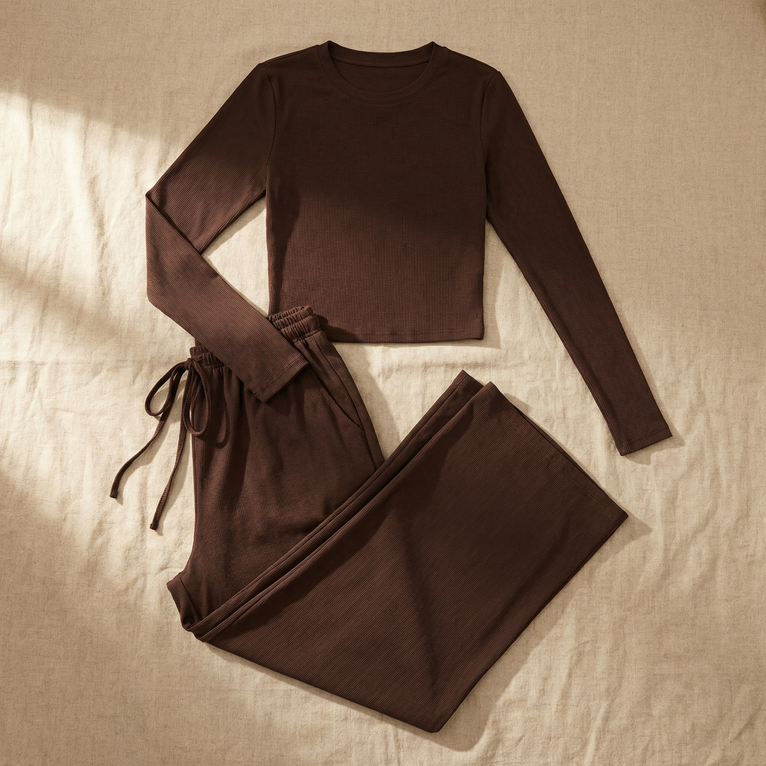 Velaire – Soft Crop Top and Wide Leg Pants Set