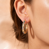Lumielle – Sparkling Rose-Gold Floral Hoop Earrings