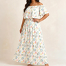 Florevia – Women's Off-Shoulder Floral Maxi Dress with Pockets