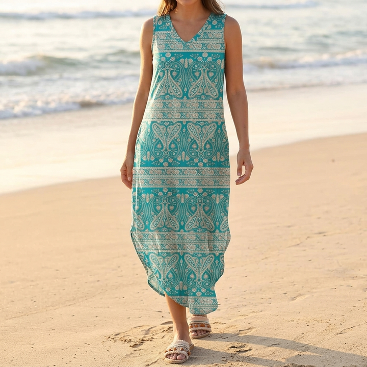 Vivara – Flowy V-Neck Maxi Dress with Pockets