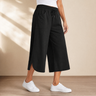 Lounella – Women's Soft Cropped Wide-Leg Pants
