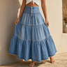 Soléra – Women's Soft Button-Front Denim Maxi Skirt