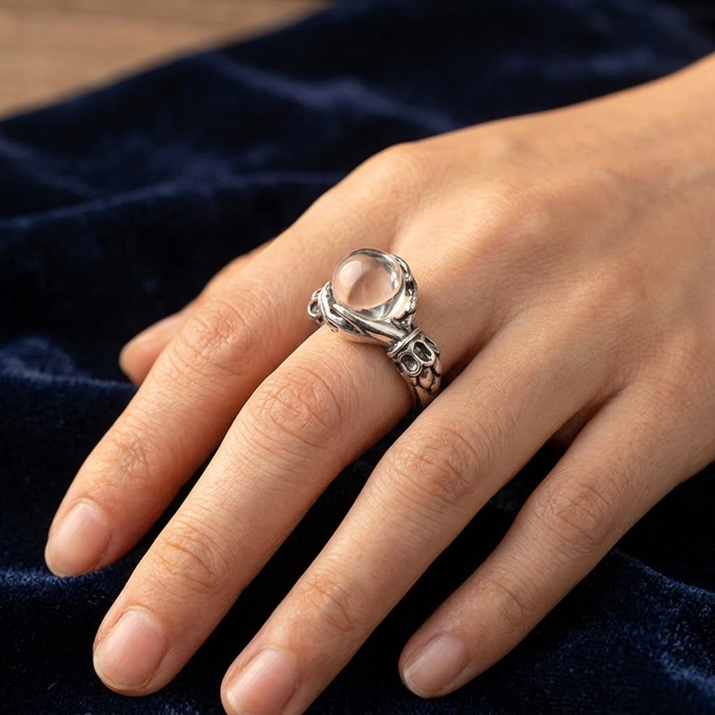 Orbivra – Gothic crystal ball statement ring