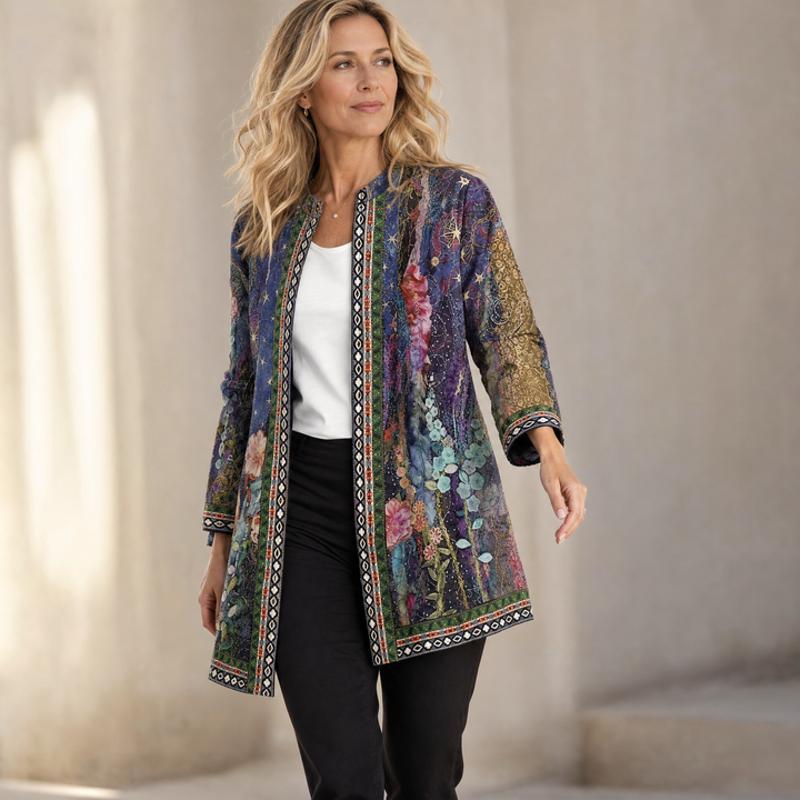 Patrice – Art-Print Open Jacket for Effortless Style