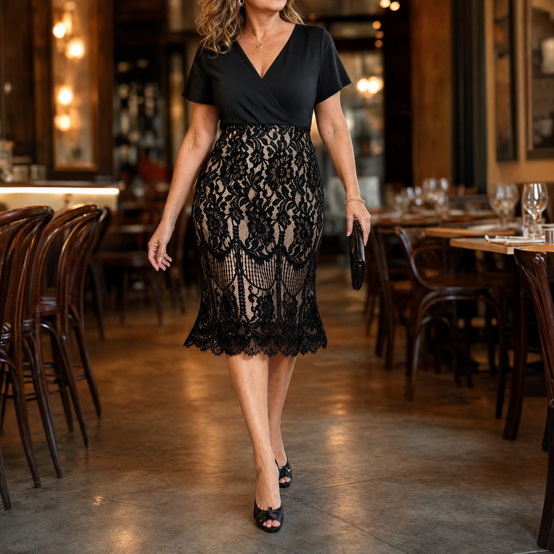 Lunavia™ – Black Lace Midi Dress for Curves