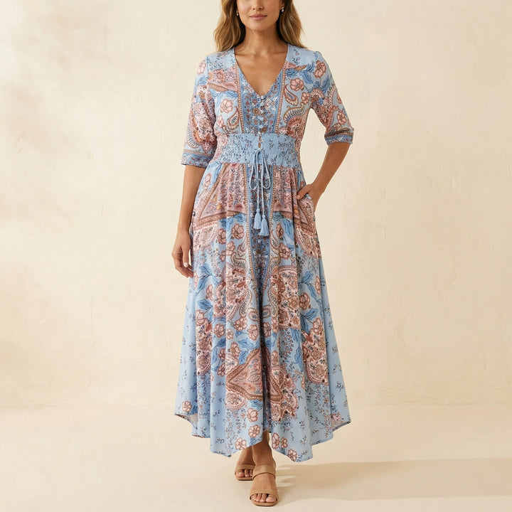 Floressa – Flowy Floral V Neck Maxi Dress