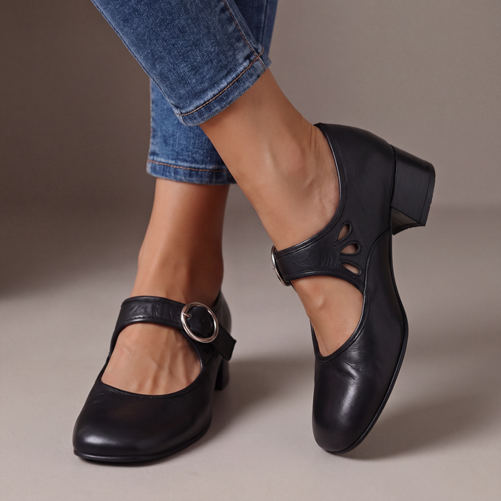 Josephine | Leather Mary Jane Block Heels