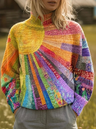 Rosalind - Retro Sunburst Print Turtleneck