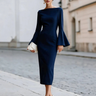Lorelei | Bell Sleeve Boat Neck Midi Dress