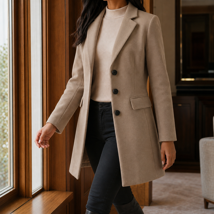 Scarlett | Single-Breasted Wool-Effect Overcoat