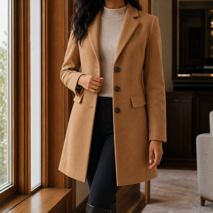 Scarlett | Single-Breasted Wool-Effect Overcoat
