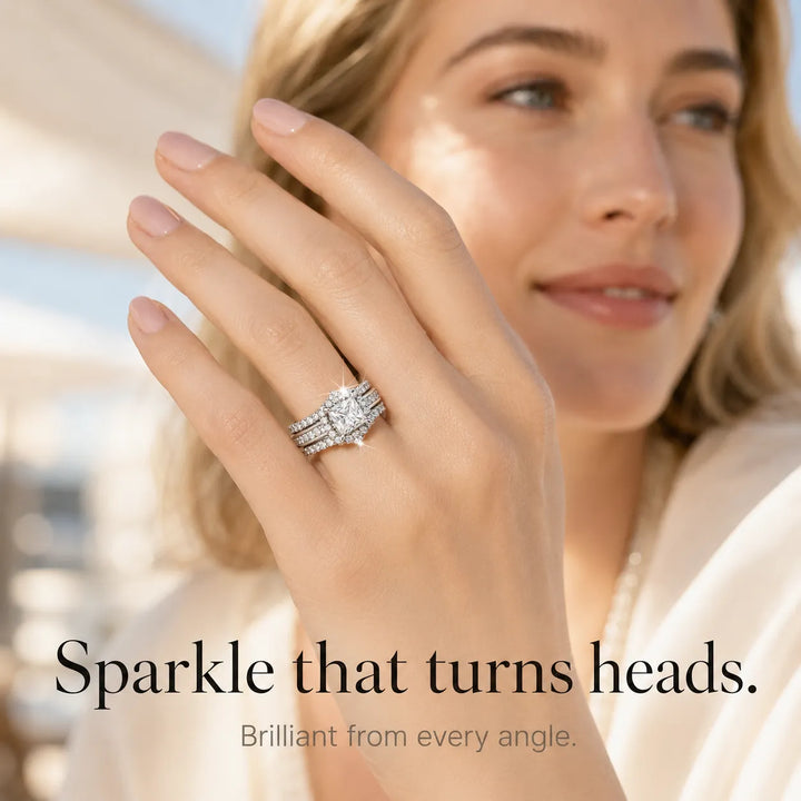 Lunavia – Princess Cut Cubic Zirconia Statement Ring with Triple Pavé Band