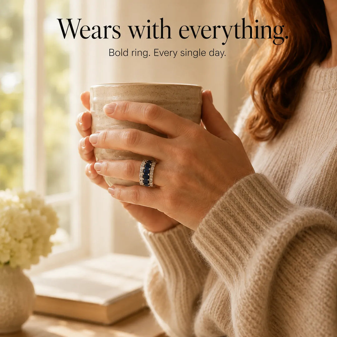 Solenne – Triple-Row Sapphire-look Eternity Band Ring for Women