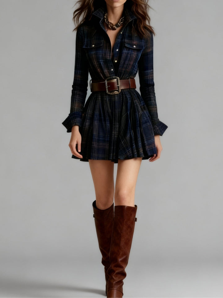 Rosie | Vintage Checked Mini Dress with Belt