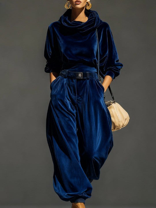 Willow | Velvet Hoodie &amp; Pants Set with Belt