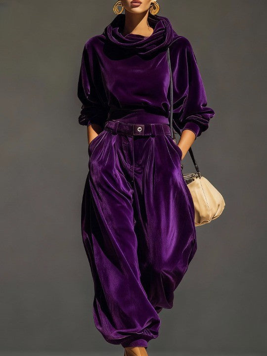 Willow | Velvet Hoodie &amp; Pants Set with Belt