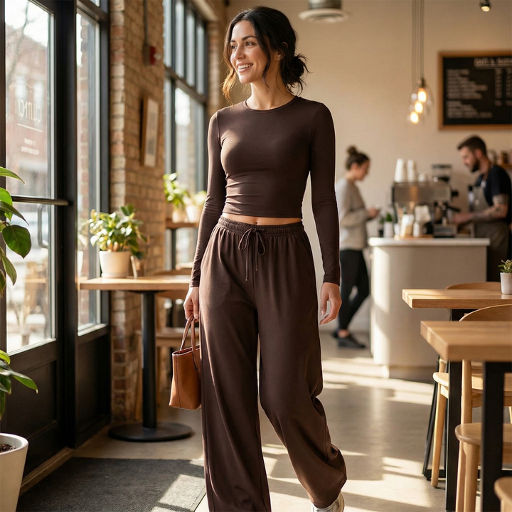 Velaire – Soft Crop Top and Wide Leg Pants Set
