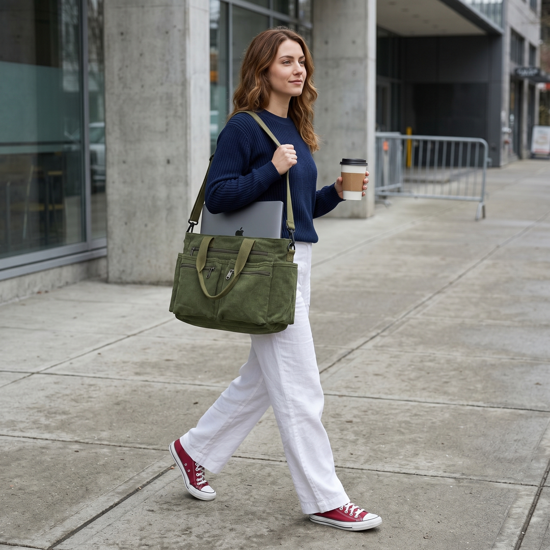 Lunavia – Corduroy Utility Tote with 6 Pockets